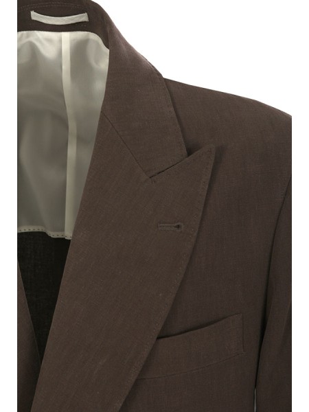 Abito Brunello Cucinelli Doppiopetto in Lino Testa di Moro